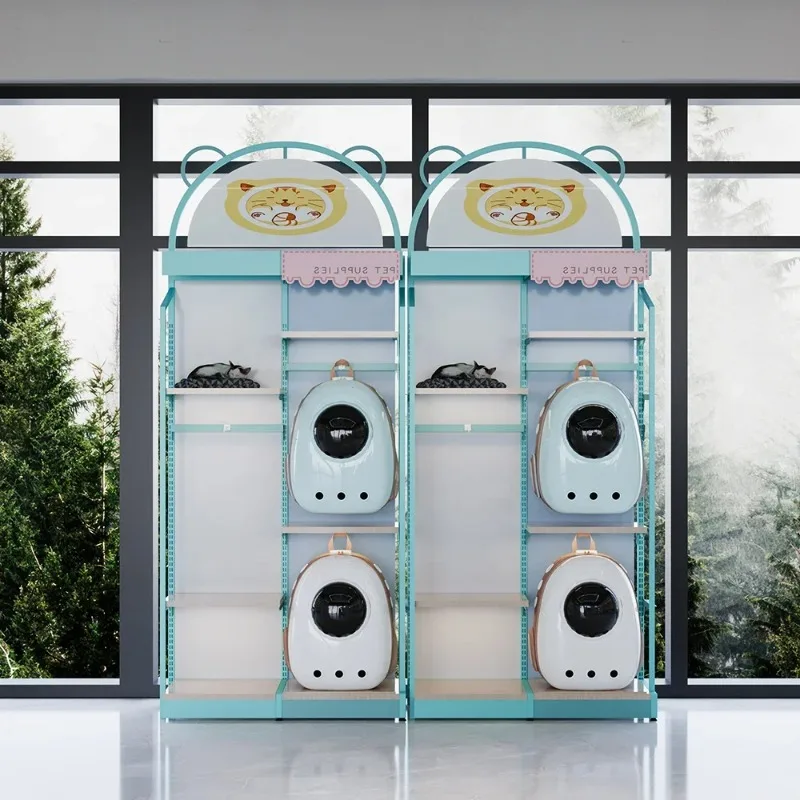 

Fashion Pet Shop Display Furniture Retail Pet Accessories Display rack Metal Pet Food Products Display Shelves