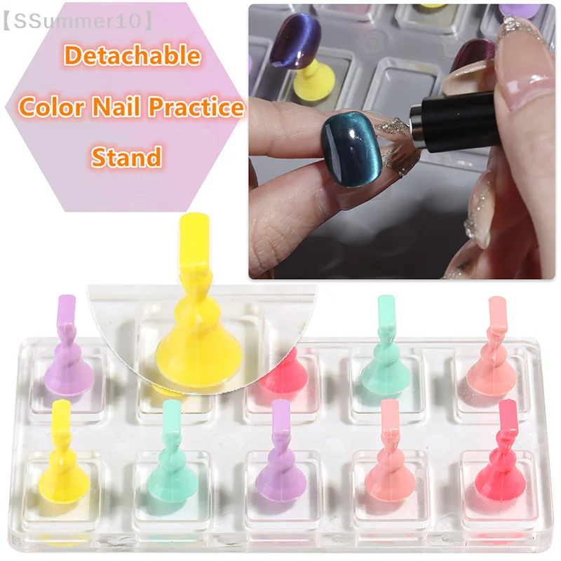 【SSummer10】5/10 Grid Transparent Acrylic Nail Display Stand-Multi-Purpose Mannequin Holder for Press On Nails Training Base【SS】