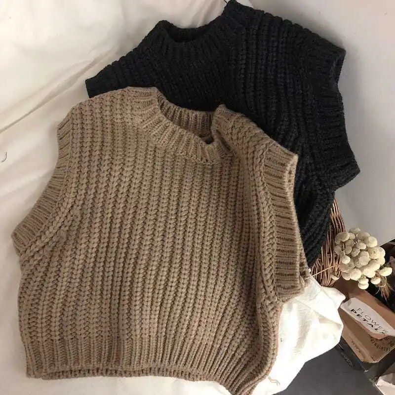 Children's Vest Men and Women with The Same Korean Vest Sweater Sleeveless Knitted Inner Bottoming Shirt