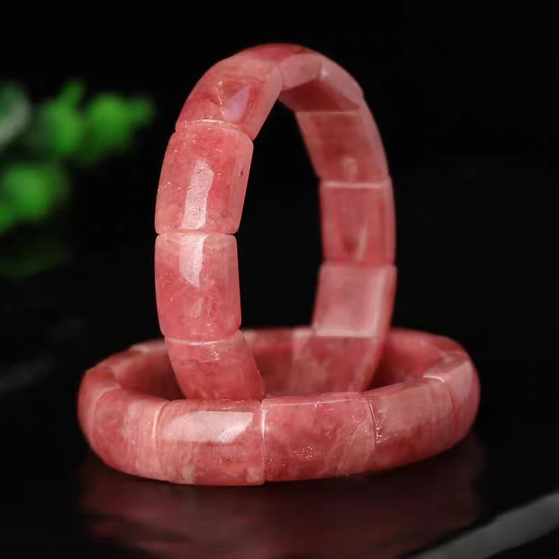 

Natural Red Rose Rhodochrosite Rectangle Beads Bracelet Jewelry Gift Women Men 16x12mm Rose Rhodochrosite Bangle AAAAAA
