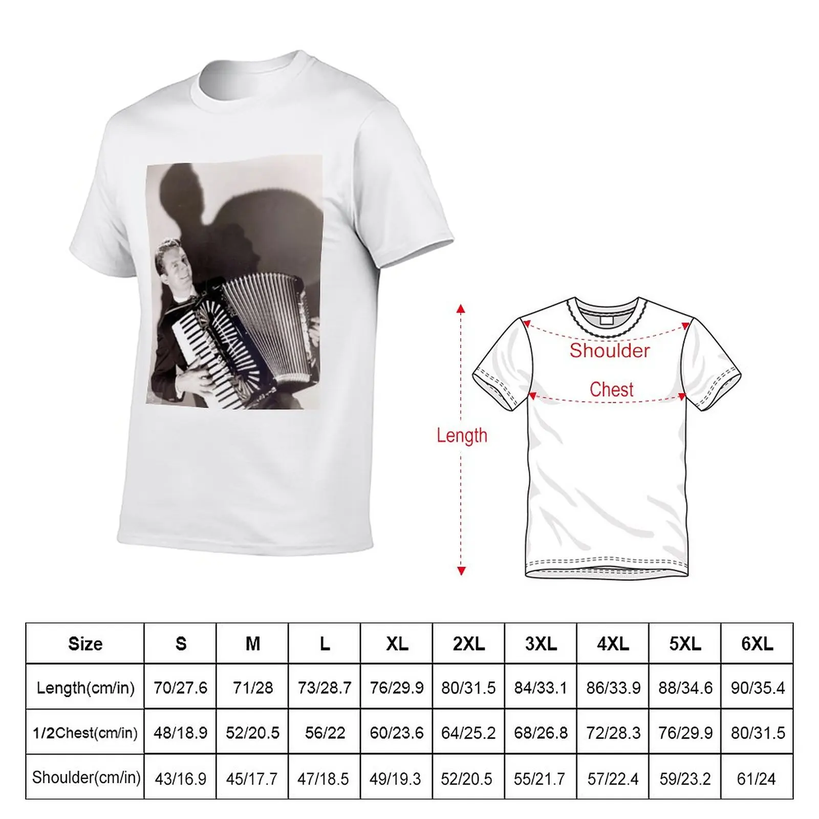 Myron Floren with accordion B&W photo T-Shirt animal prinfor boys vintage clothes oversized t shirt men