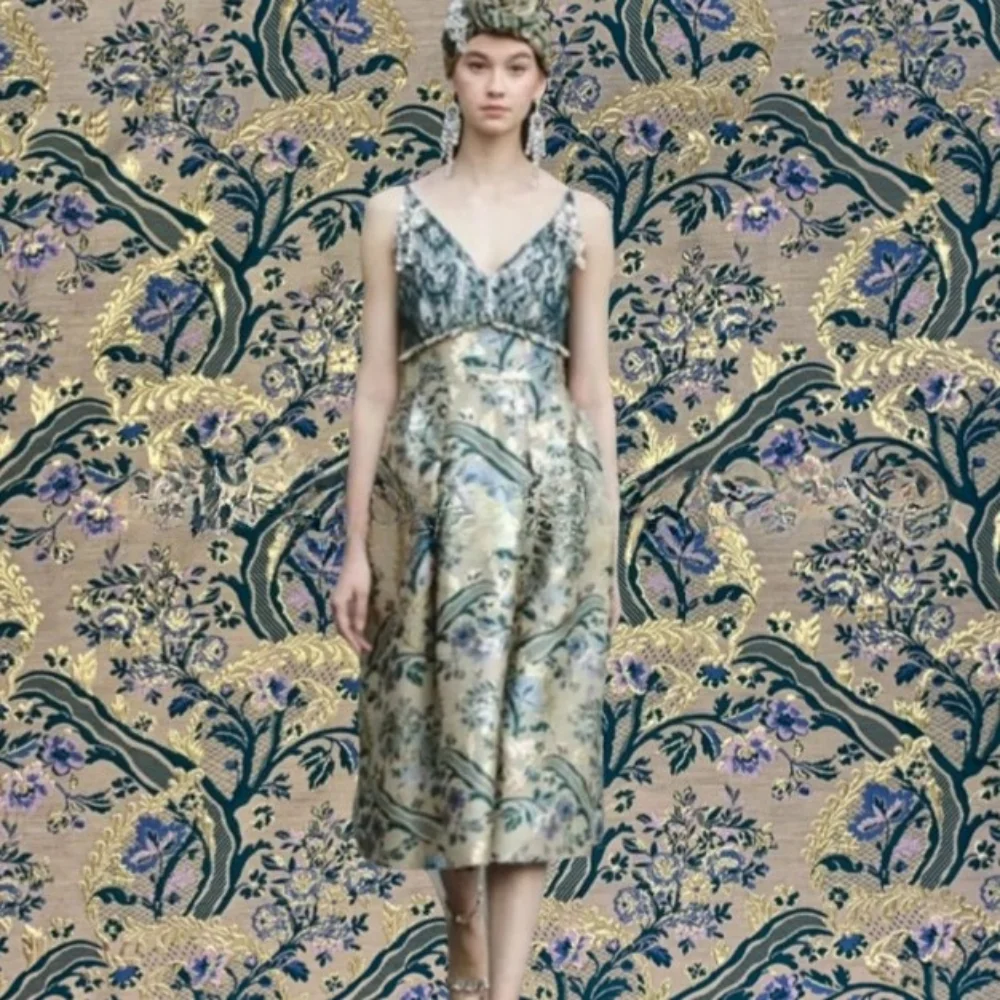 

Металлическая проволочная пряжа, окрашенная жаккардовая ткань, весна-лето, платье с цветами, ветровка, одежда, брендовая модная дизайнерская швейная ткань