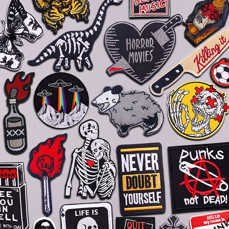 Punk Not Dead bestickte Patches Eisen auf Patches für Kleidung DIY Nähen schmelzbaren Patch Rauchen Schädel Patch für Jacken Rucksack