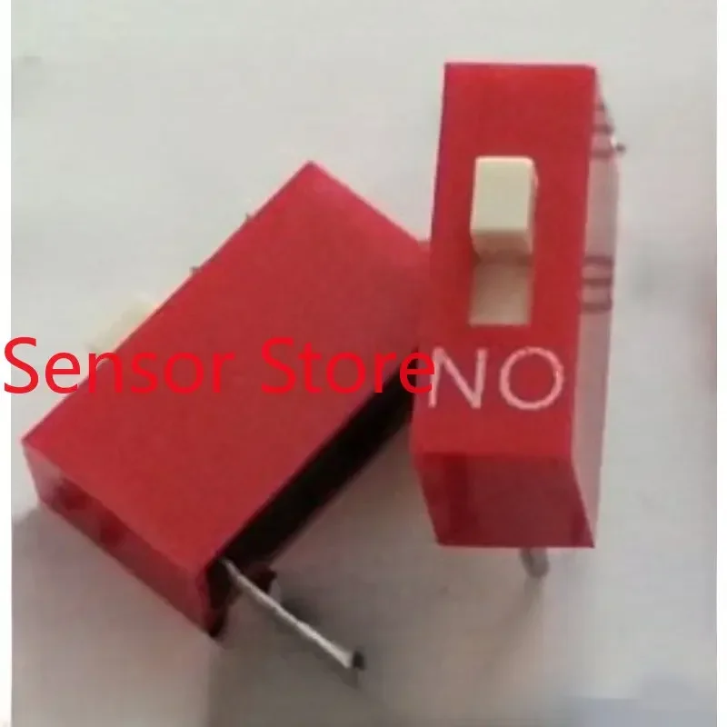 10PCS Straight-in 1P Dialing-one-digit  Switch With A Foot Distance Of 2.54MM, Horizontal  Red Key Type.