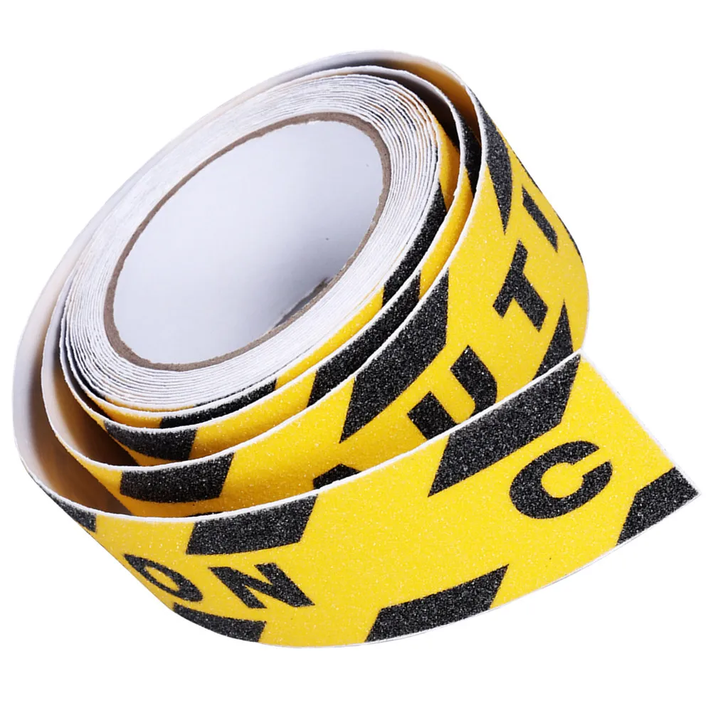 1Set Safety Warning Tape Non Skid Durable Self Adhesive PVC Quartzite Sand Caution Watch Your Step Indoor Outdoor Yellow Black