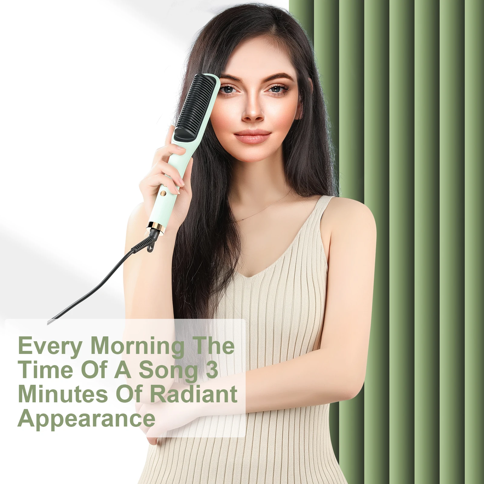 Ionic Straightening Comb 2-in-1 Straightener & Curler, Adjustable Temp Bang Smoother, Constant Heat Hair Care for Women Students