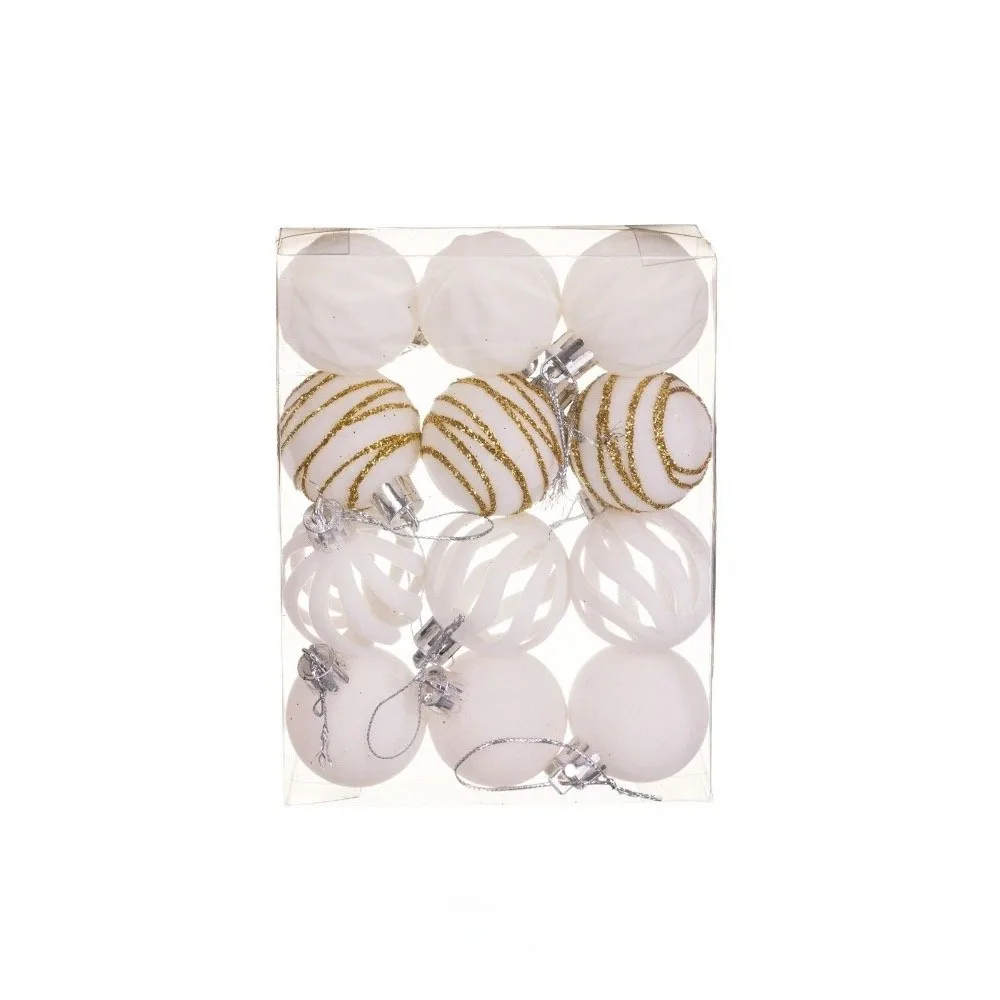 

12pcs/Set 4CM Christmas Ball Ornaments Velvet Sparkling Christmas Tree Props Plastic Flocking Christmas Spheres Holiday Season