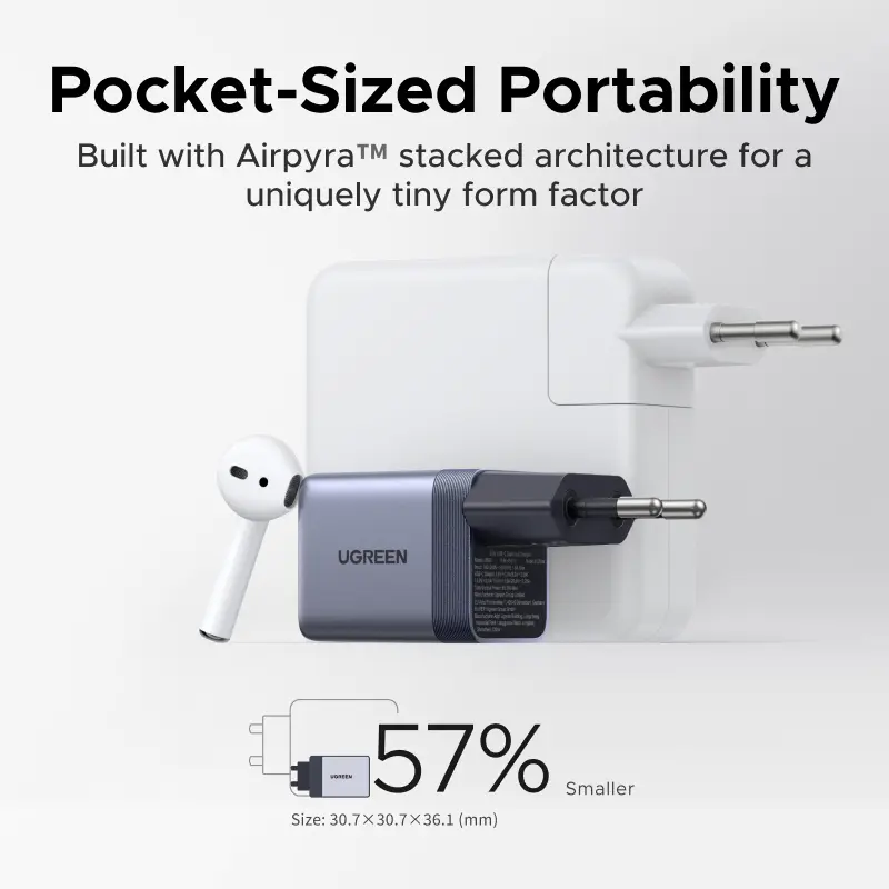 【Ultra Mini】UGREEN Nexode Air  45W GaN Charger USB C Fast Charger PD3.0 PPS For iPhone 18 17 Pro Samsung S26  Tablet Macbook Air - 2