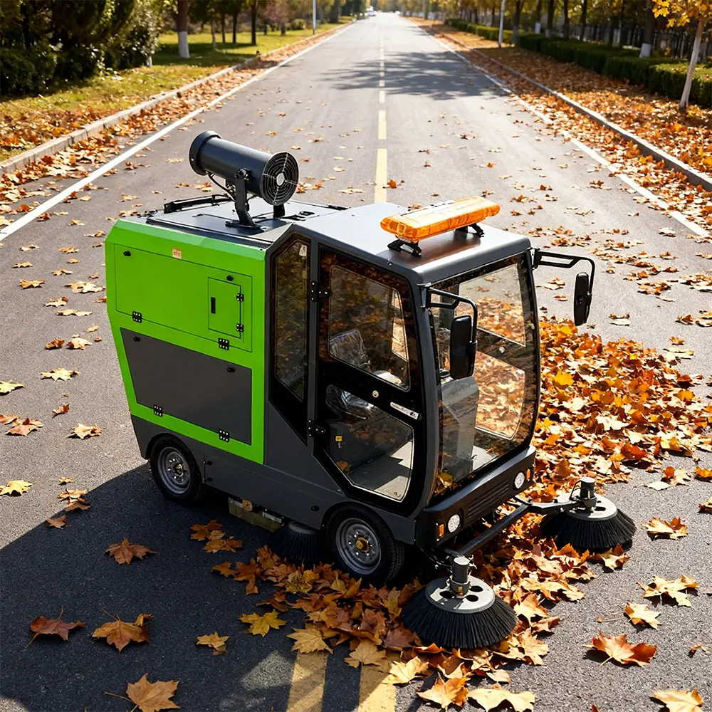 Fully Enclosed Road Sweeper Electric Ride on Industrial Street Cleaning Sweeper Vehicle with Powerful Vacuum Brush System Custom