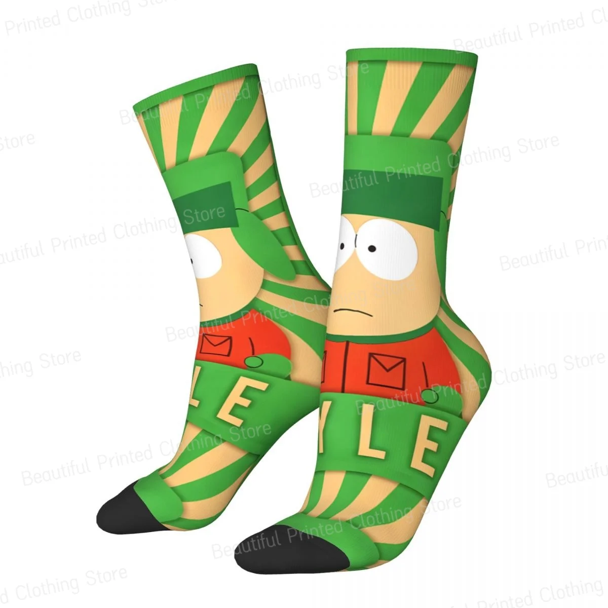 Kyle S-southpark Theme Unisex Four Seasons Socks Hiking Fun printing Socks Street Style Crazy Sock