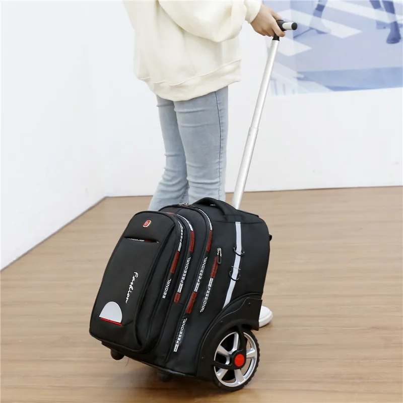 19 Inch School Rolling Backpack for Teenagers Large Wheels Student Backpack Trolley Bag Men\'s Women\'s Outdoor Travel luggage Bag