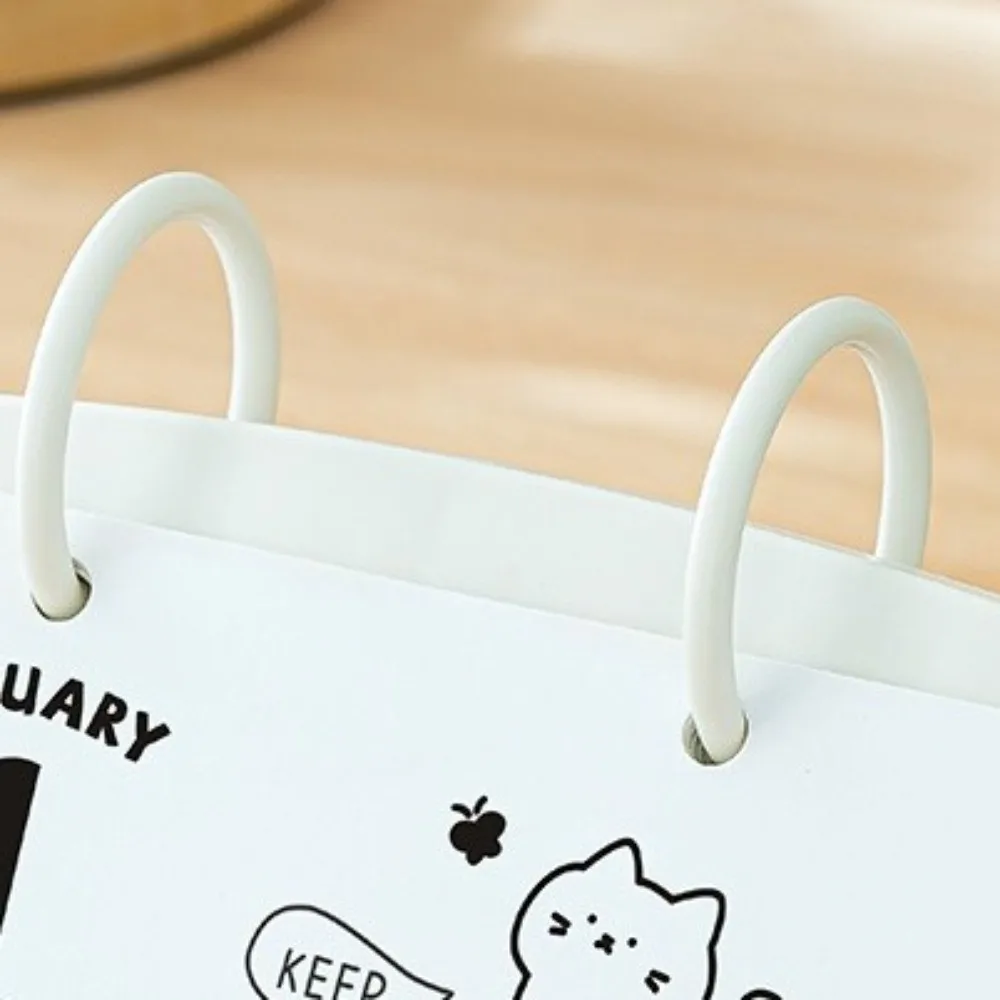 

Plastic 2026 Desktop Calendar Cartoon Cat Pattern Daily Planner Portable Stable Base Standing Flip Calendar Office