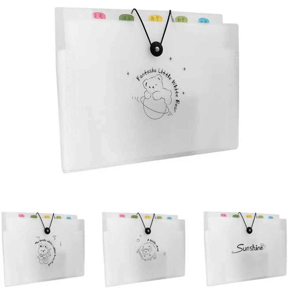 Cartoon Waterproof A4 File Folder Large Capacity 8 Pockets Test Paper Storage Folder PP File Organizer Student