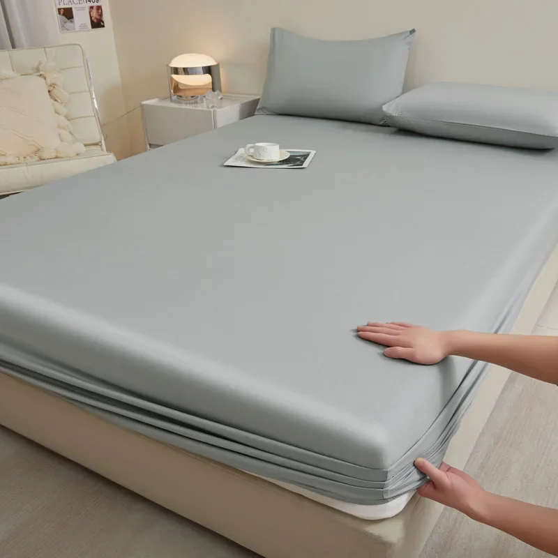 New cotton fitted sheet three-piece set Class A pure cotton fitted sheet three-piece set solid color bedding