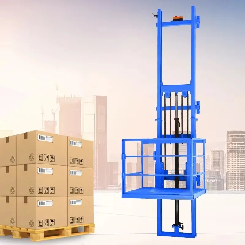For 500KG/1000KG Electric Hydraulic Lifting Platform, Guide Rail Cargo Elevator, Simple Lift for Warehouse & Home Cargo Handling