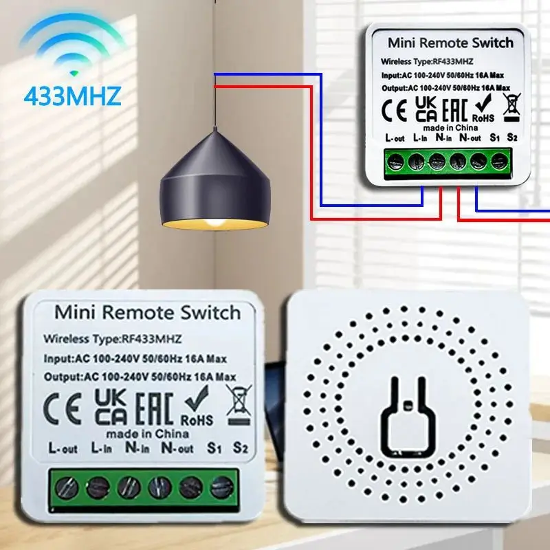 DIY Wireless Remote RF 433 MHz Smart Switch Mini Control Light Switches 16A Relay Receiver Automation Module for Home Led Lamp