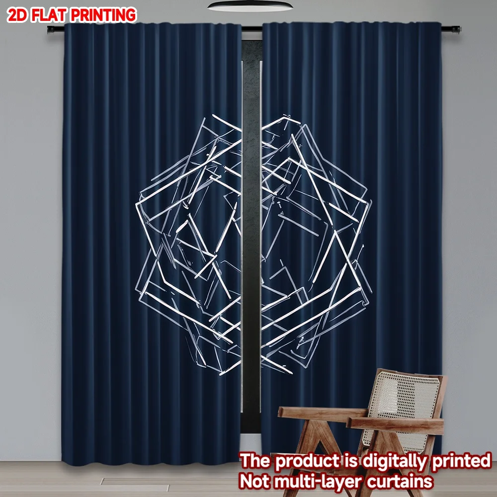 

2D flat printing 2pcs Drapes Geometric Wireframe Sphere Digital Printed Polyester Drapes Seasonal Party & Holiday Decor Use for