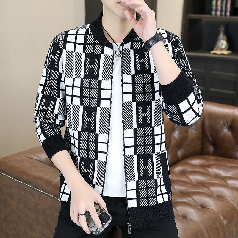 

Spring Autumn SweaterJacket New Knitted Cardigan Sweater Men's Youth Casual High-end Knitted Fashion Coat