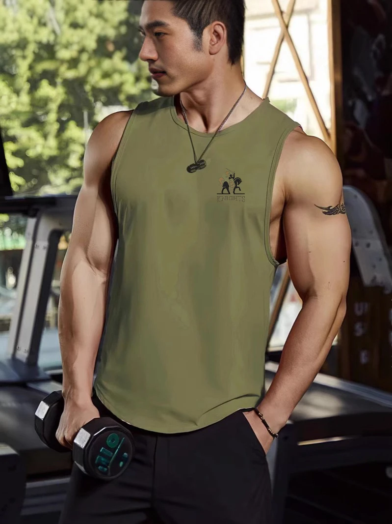 

Мужской тренировочный жилет без рукавов, майка Muscle Fit для тренировок со стильным графическим принтом