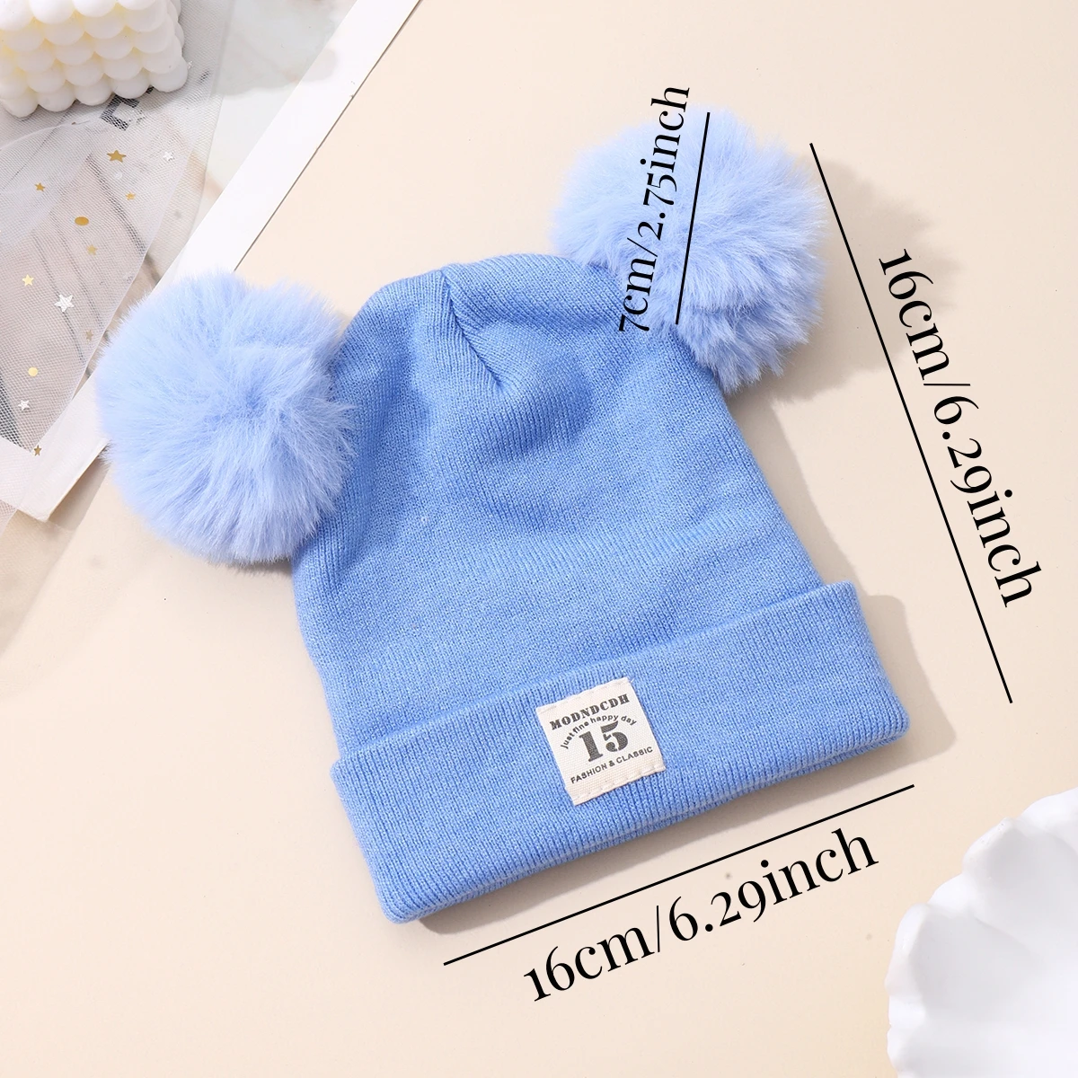 1pcs Winter Children Warm Baby Knitted Hats With Pom Pom Kids Knit Beanie Hats Solid Color Children\'s Hat For Boys Girls