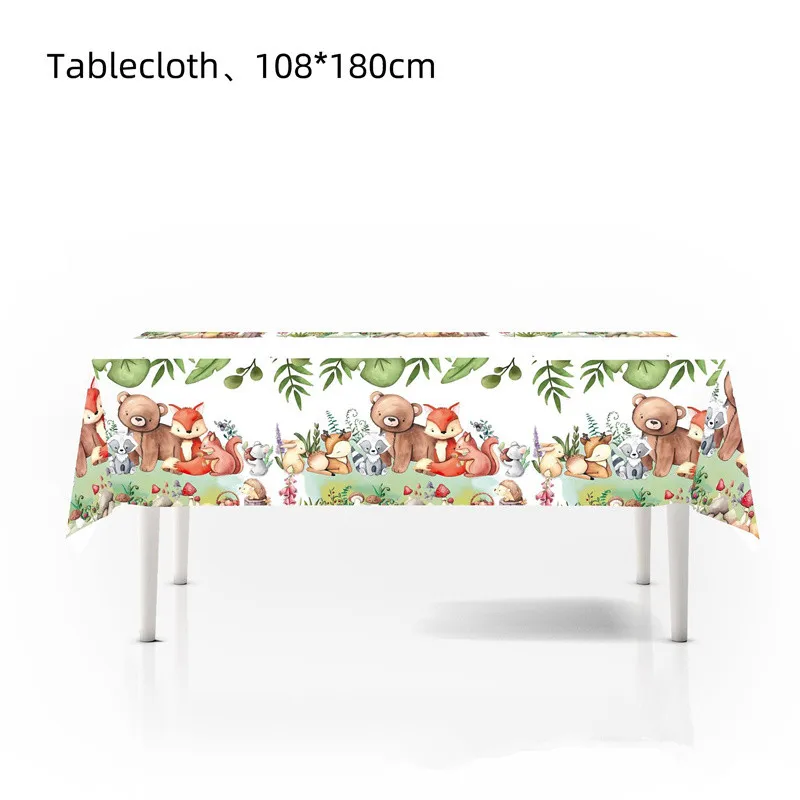 Woodland Tier Dschungel Wald DIY Party Dekoration Teller Tasse Tischdecke Geburtstag Party Baby Dusche Kinder Geburtstag Party Supplies – Detail 5