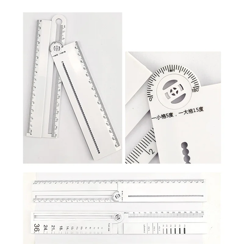30Cm Transparent Rectangle Ruler Protractor Student Stationery Drawing Tool Supplies