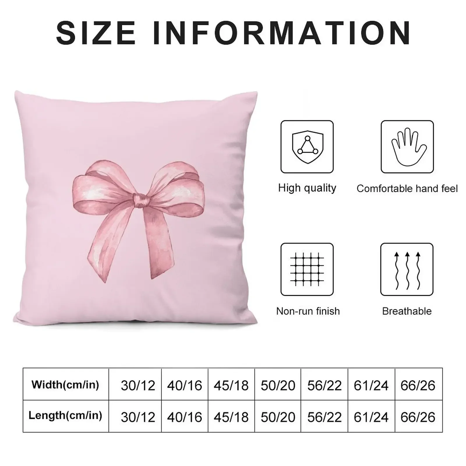 Pink Bow Ribbon Knot Coquette Watercolor Painted Throw Pillow Pillow Cover Custom Cushion Photo pillow