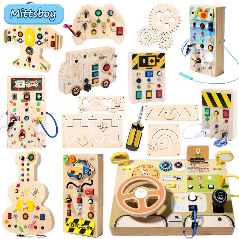 Montessori Busy Board DIY Wood Accessories Early Ball Calculation Bulldozer Castle Helicopter Educational Toy For Children Gifts