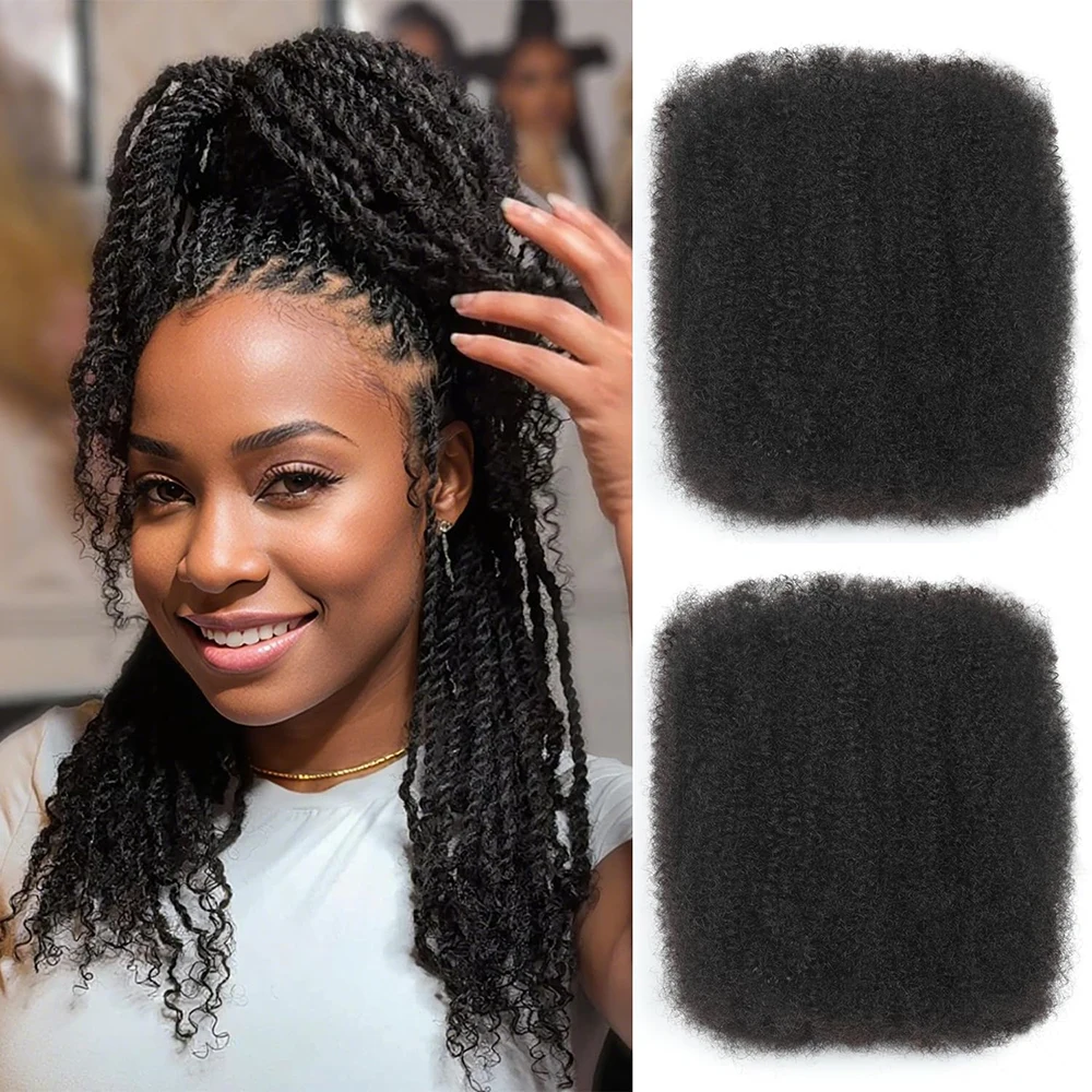 Afro Kinkys Bulk Human Hair for Dreadlocks Extensions Repair Locs Twist Braiding Afro Kinky Human Hair for Locs Natural 12-18