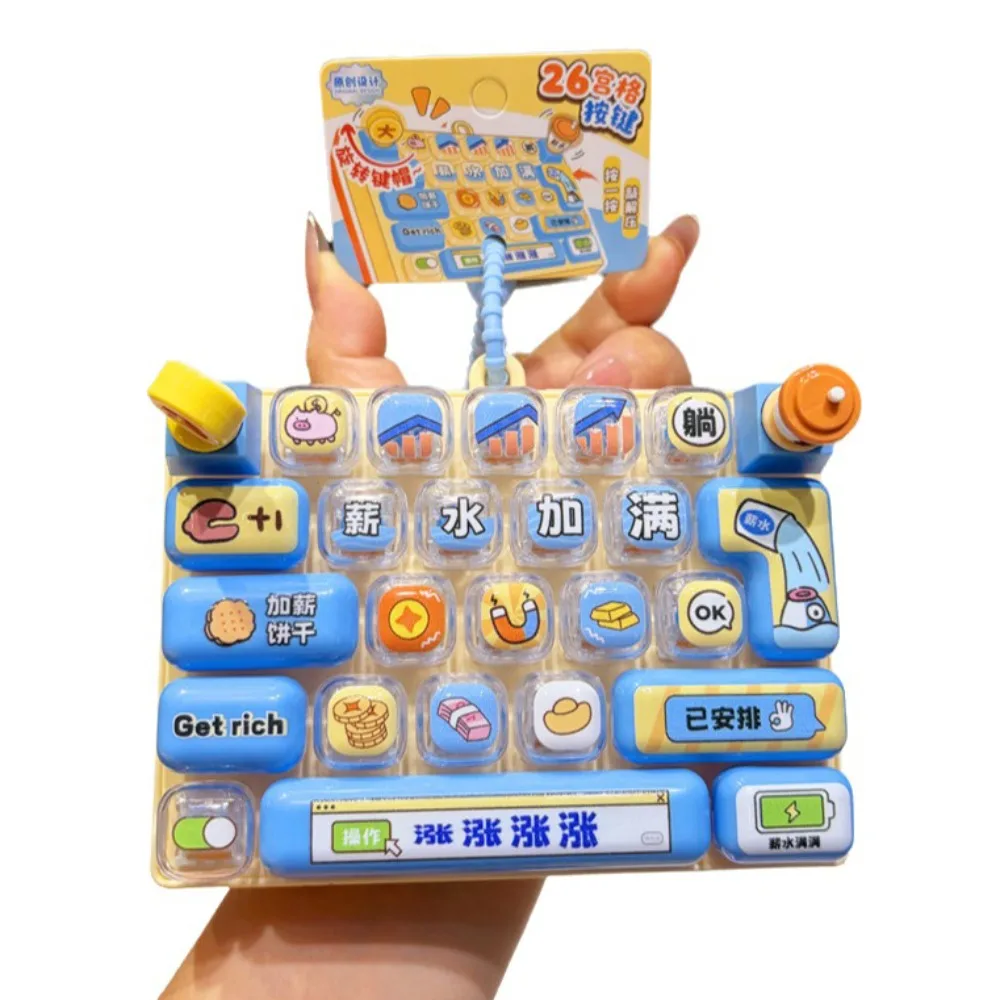 Rotatable 26 Keys Keyboard Keychain Pressable Keys Work Theme Keyboard Clicker Keychain Blue Creative Sensory Clicker