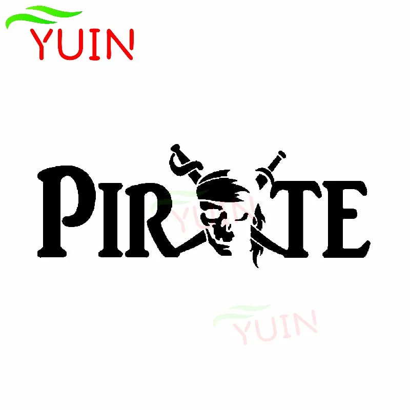 YUIN Personalized Skull Pirate Car Sticker Fashion Window Decoration PVC Waterproof Sunscreen Decal Black/White/Red/Laser/Silver