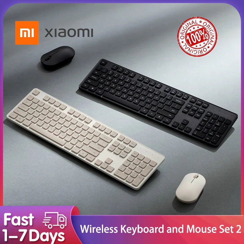 xiaomi teclado mouse conjunto para computador de escritorio 24ghz sem fio portatil preto minimalista 104 teclas usb teclados finos 01