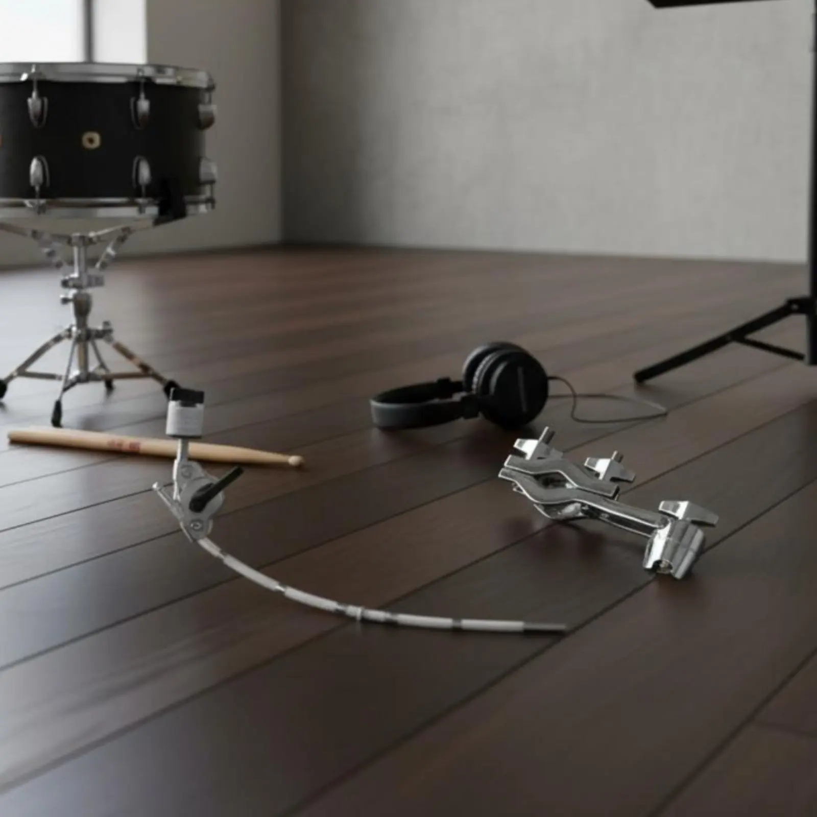 Drum Rack Extension Rod Adjustable Cymbal Holder Clamp Attachment Curved Cymbal Extension Rod Silver-Plated-Plated Finish Quick