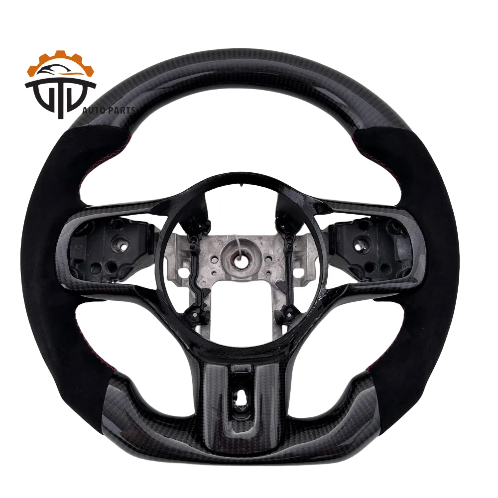 Accessories Vehicles Glossy Carbon Fiber Steering Wheel With Perforated Leather For Mitsubishi EVO10