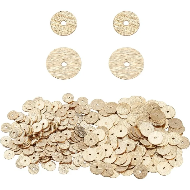 400Pcs Brass Heishi Beads 6mm 8mm Flat Round Spacer Beads Metal Disc Loose Beads for Jewelry Making DIY CraftHole:1.2mm