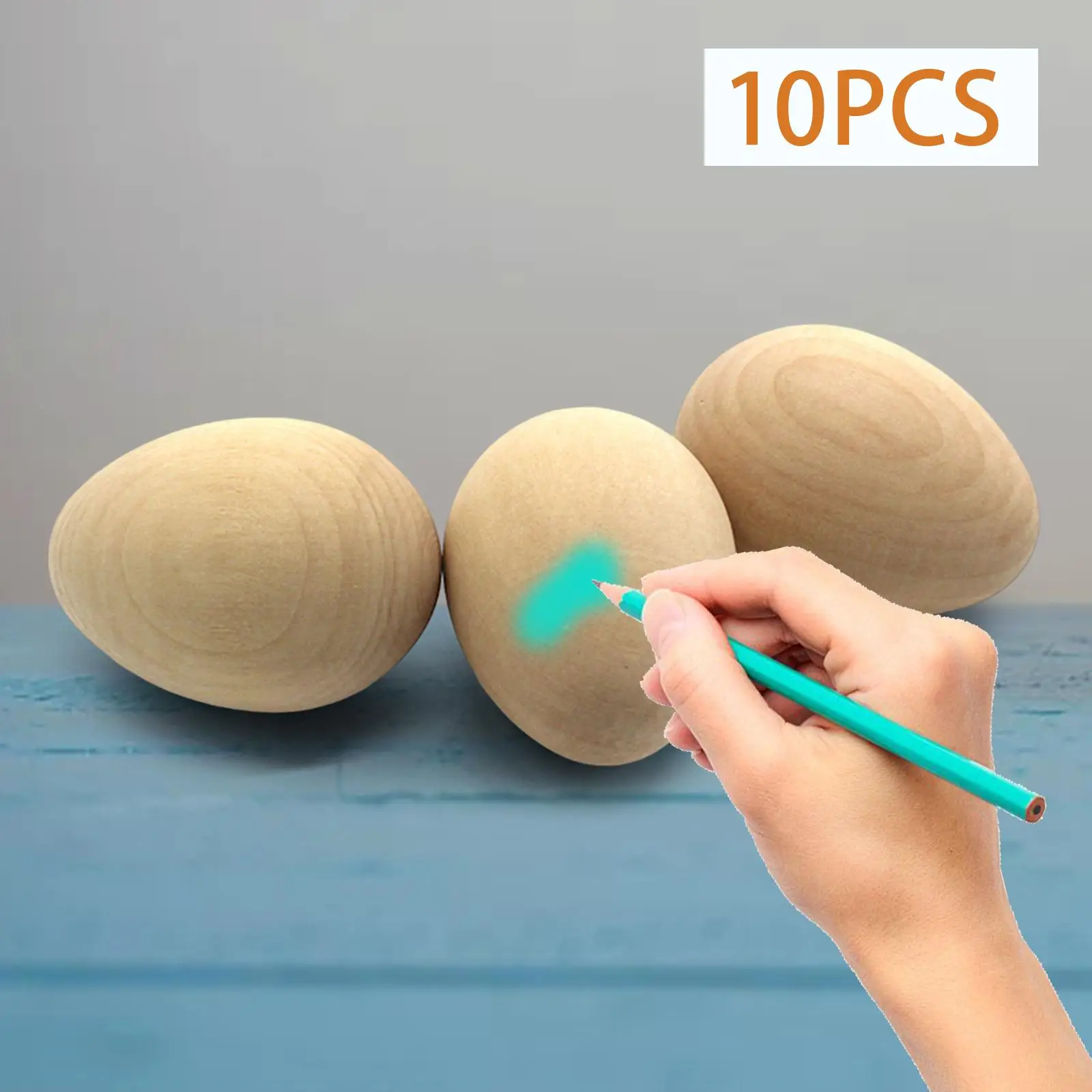 10 Pieces Wooden Blank Eggs Painted Exercise Kids Gifts DIY Crafts Fake Eggs