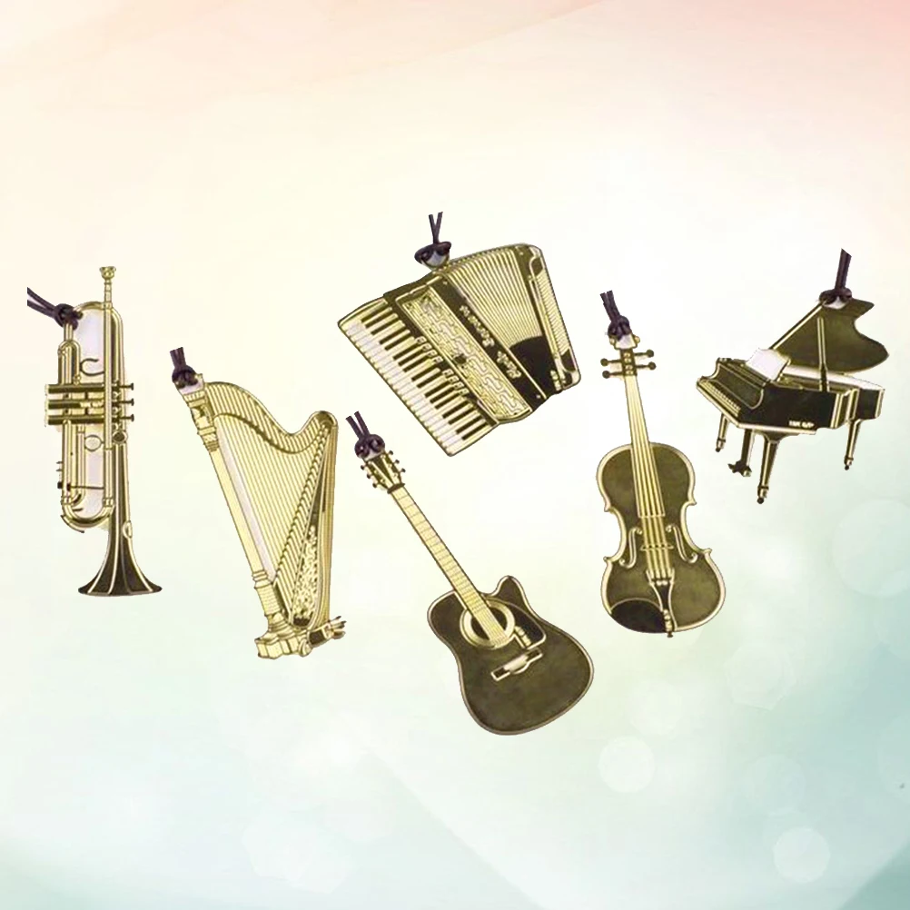 6 قطعة الإشارات المرجعية للآلات الموسيقية الإبداعية النحاس خمر المعادن المرجعية لعشاق الهدايا القرطاسية قسط القراءة