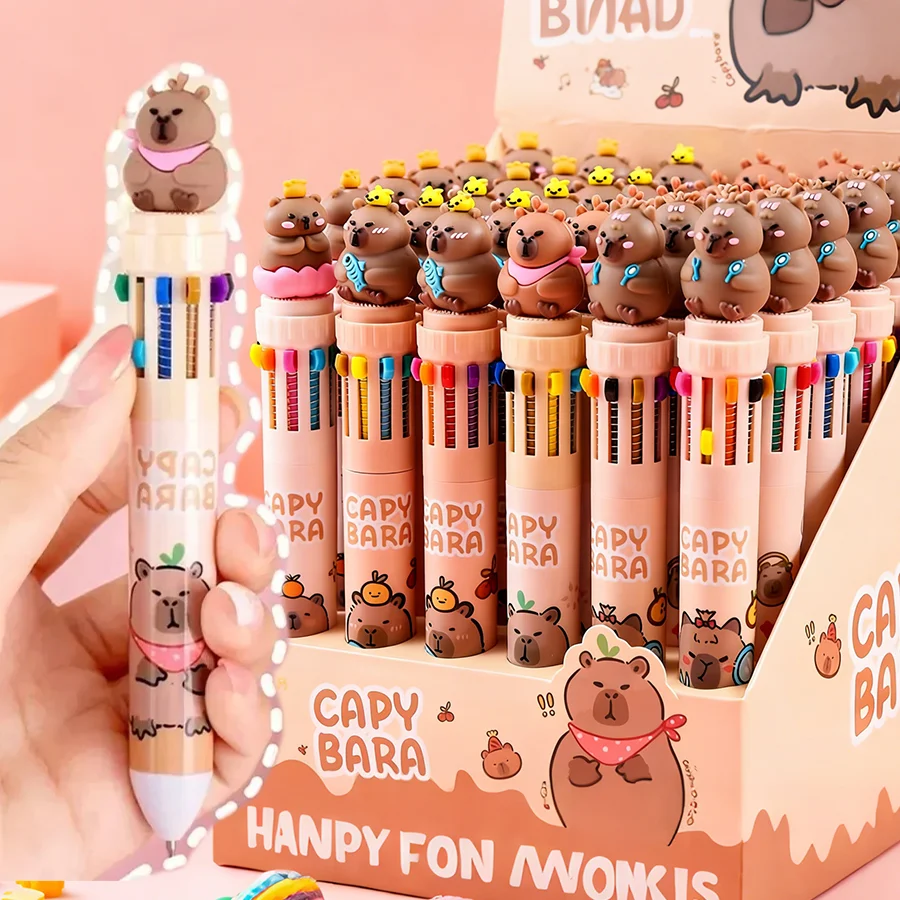 1/2/3/4pcs Kawaii Capybara 10-Color Ballpoint Pen Cute Cartoon Ballpoint Pen School Office Supplies Student Stationery Gifts