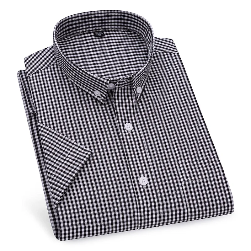 

New Plaid Short-sleeved Check Shirt Men's Casual Business Lapel Men's Summer Thin Simple Half-sleeved Top