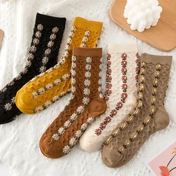 Fashion Harajuku Retro Woman Floral Vintage Socks Novelty Ethnic Print Kawaii Cute Cotton Casual Breathable Ladies Girls Funny