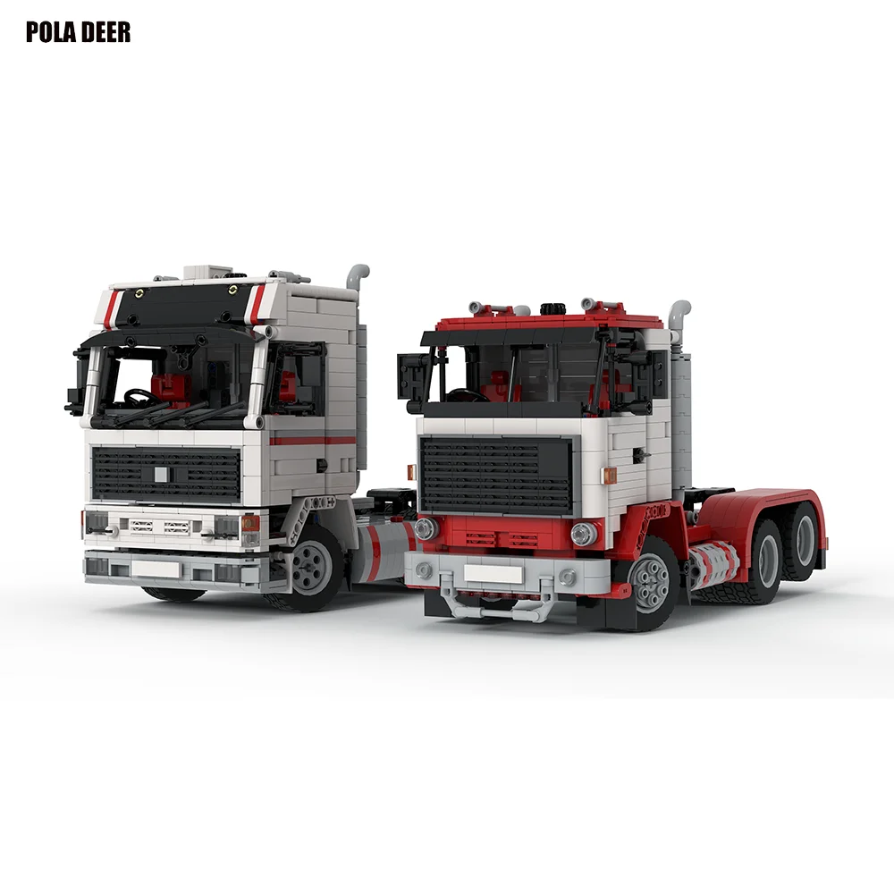 Poladeer 950 Pezzi F89 Trasporto Semi-rimorchio Camion Testa Creativo Assemblaggio Personalizzato Building Blocks Puzzle Modello Ragazzo Giocattolo Regalo