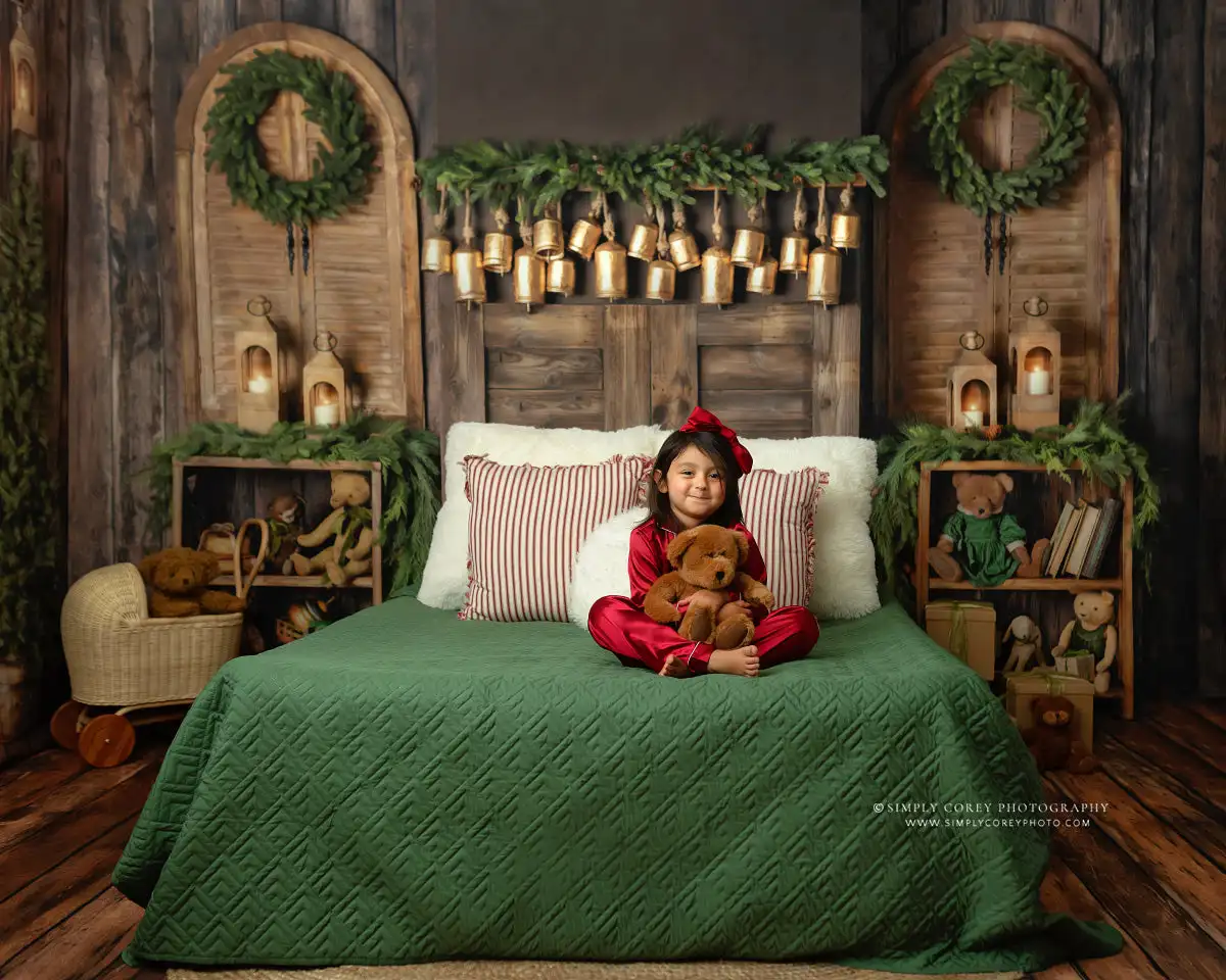 Rustic Christmas Charm Headboard Backdrops Child Baby Photo Props Adult Kids Decors Xmas Bell Photography Studio Backgrounds