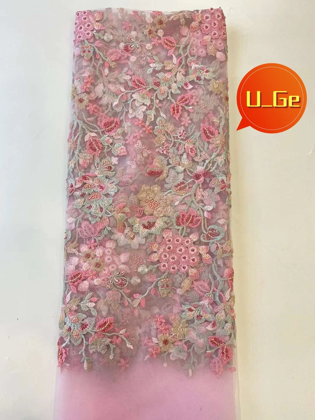 2024 Latest Best Quality Mixed Colors Elegant Delicate Soft Sequin Tulle lace Fabric For Wedding Evening Dress U_GE5638