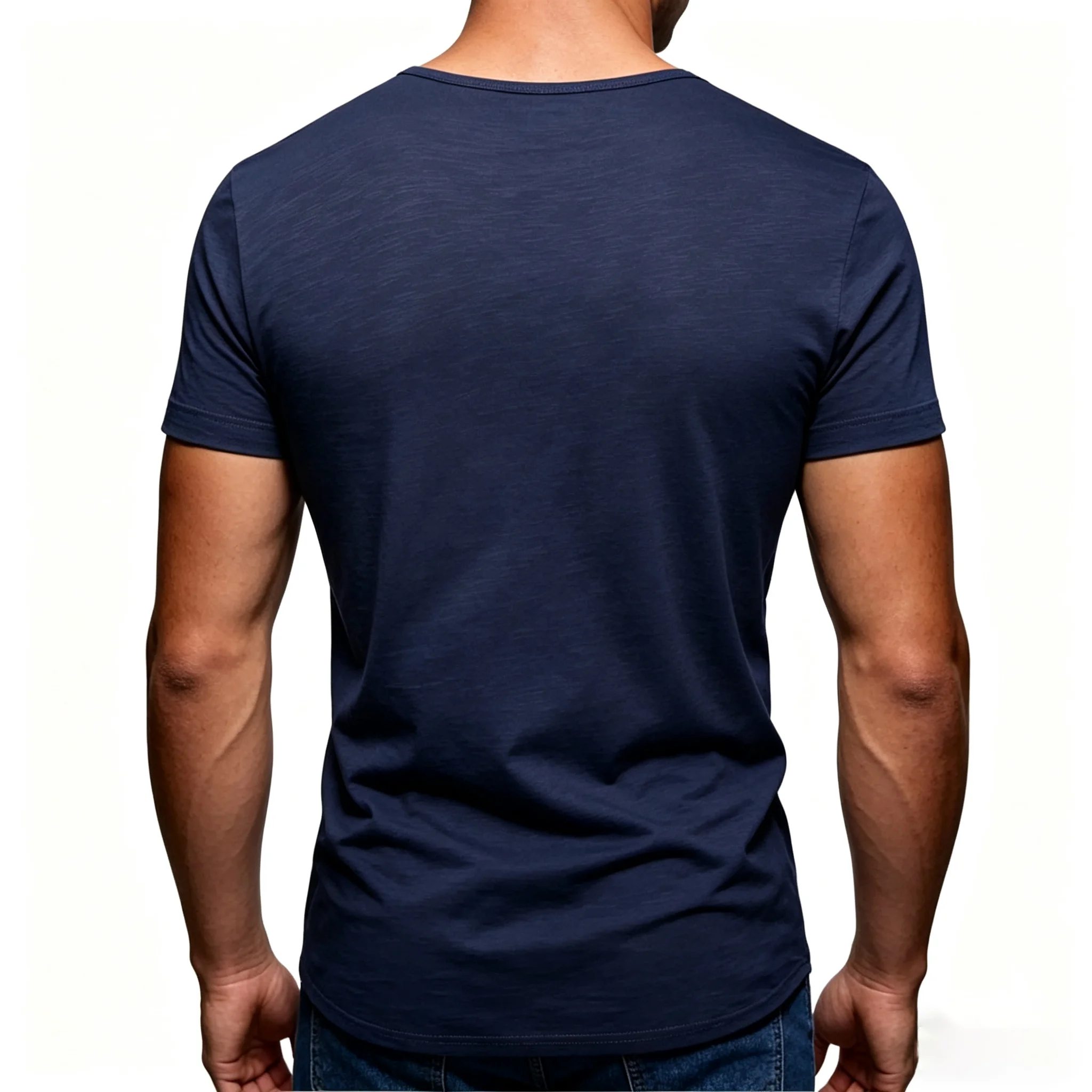 Men 100% Cotton T Shirt Casual Soft Fitness Tops Summer Thin Tee Home Clothing V-Neck Short Sleeve Black White T-Shirt for Men image 3