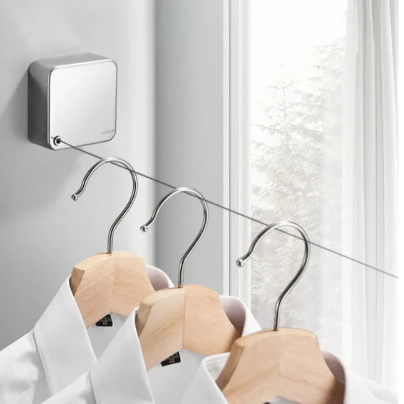 

Invisible Clothes Drying Rack Rope 3.5m Retractable Clotheslines Clothes Dryer Organiser Wall Mounted Space-Saver Laundry Hanger