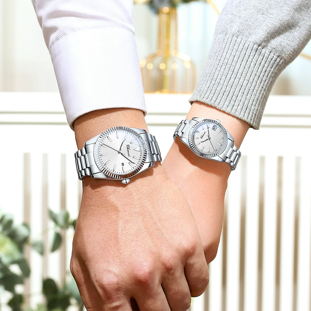 CHENXI Fashion Steel Band Couple Watches Calendar Luminous Waterproof Quartz Men's and Women's Watches Couples Watch