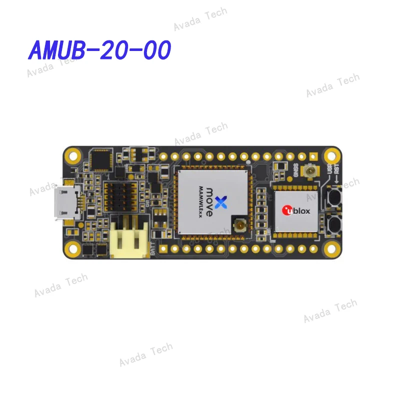 Avada Tech AMUB-20-00 Cicerone board -- Arduino MKR compatible DVK board based on Move-X MAMWLE LoRa module and u-blox MAX-M10S