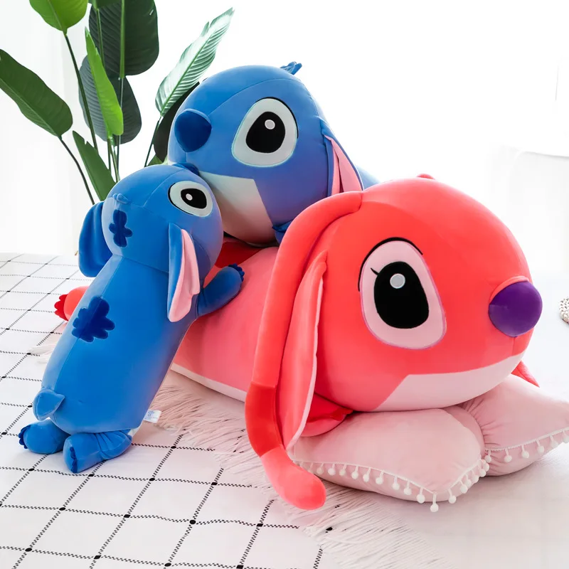 60/100cm Disney Lilo and Stitch Plush Toys Crouching Style Anime Plushie Stich Dolls Pillow Soft Stuffed Kids Christmas Gifts