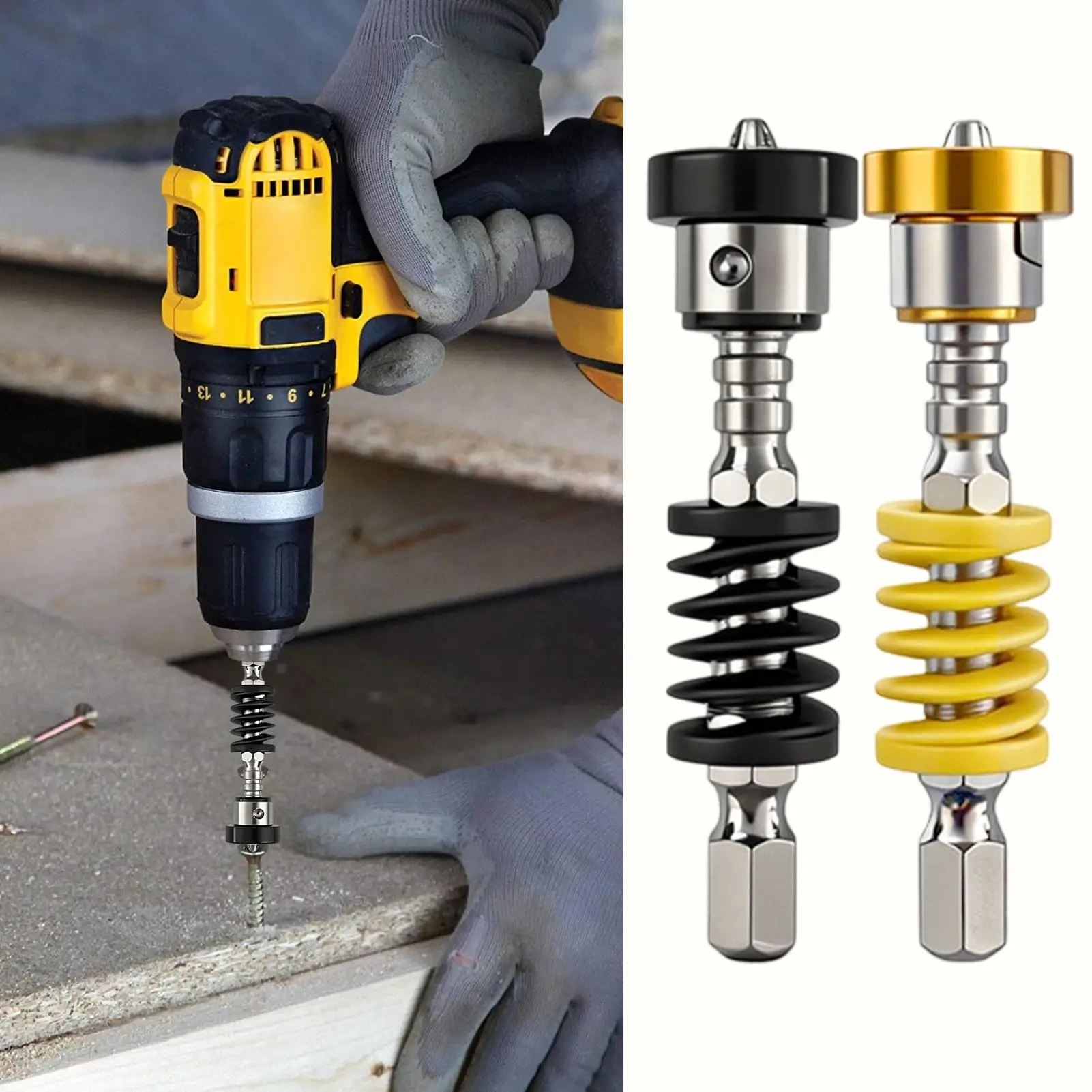 Spring Loaded Drill Bit Holder 5 Pieces Magnetic Quick-Release Repair Tool Anti-Drop Screwdriver Bit For Contractors