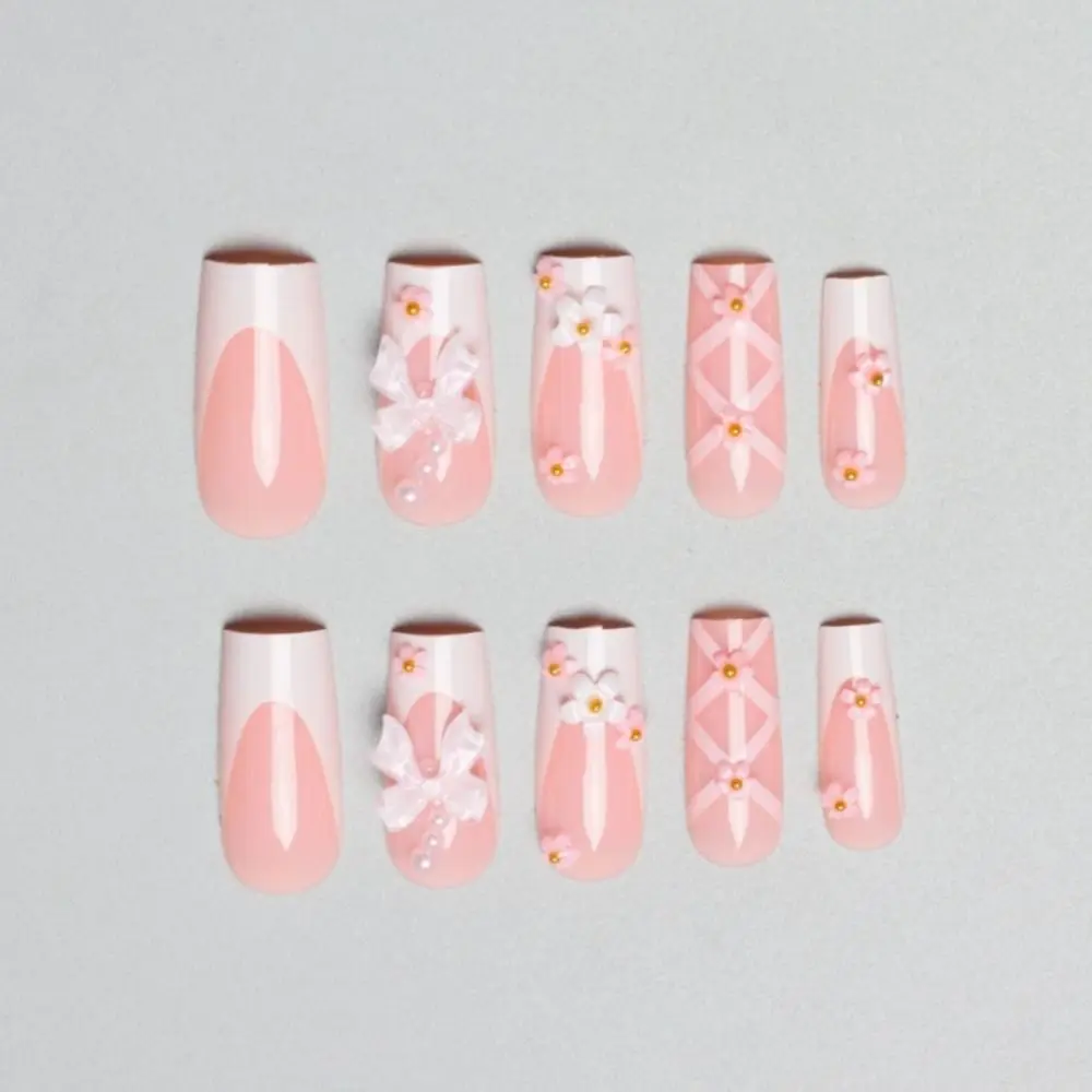 24 pçs moda caixão forma unhas falsas removível médio longo estilo manicure remendo ballet unhas falsas ferramenta de manicure